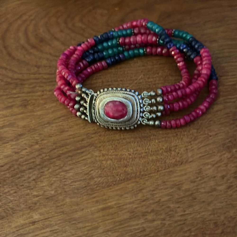 Multicolor Gemstone Bracelet with Silver Accents